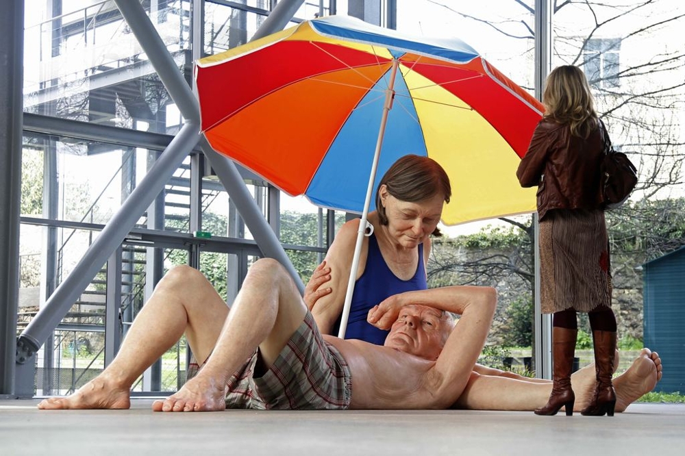  sculpture entitled "Couple Under an Umbrella, 2013"
