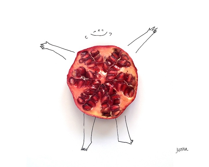Blending cute illustrations with food 