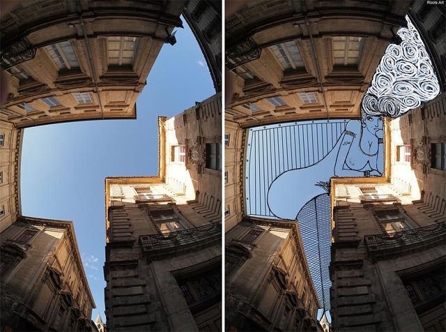 Creative Illustrations Cover The Sky Between Buildings