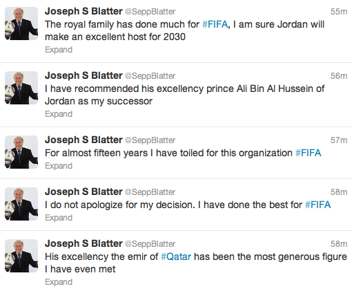 Sepp Blatter's Twitter Was Hacked