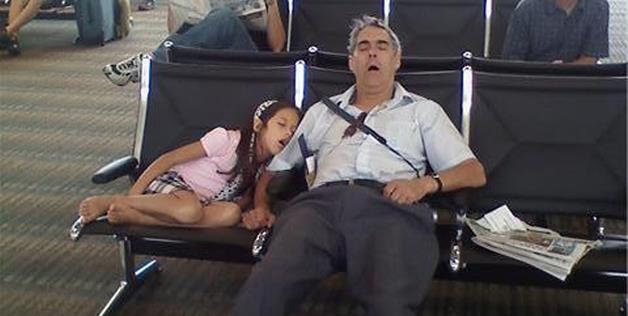 A nice nap with the family at the airport. 