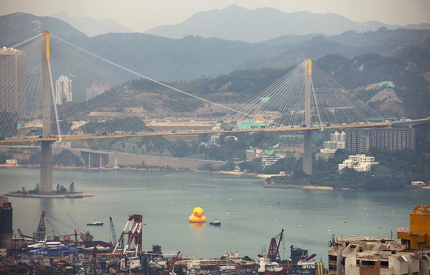 The biggest rubber duck ever in Hong Kong