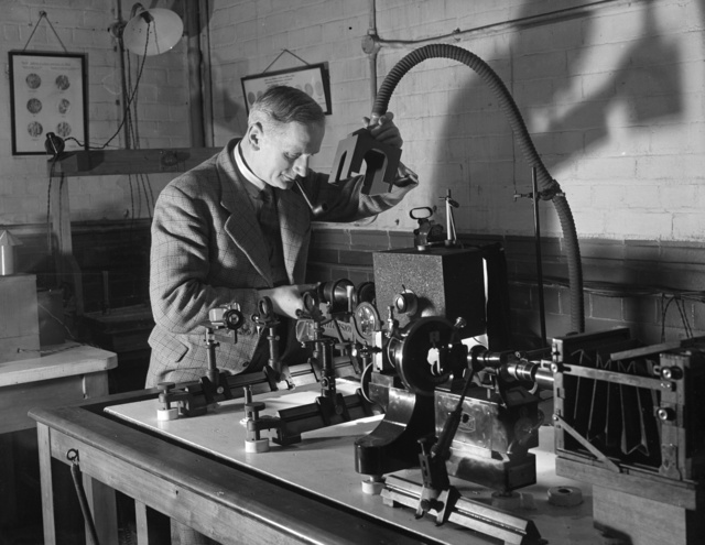 A man working with laboratory equipment, 1943