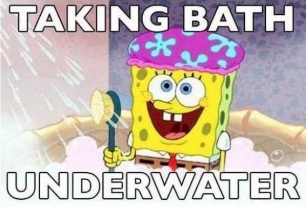 Taking bath underwater