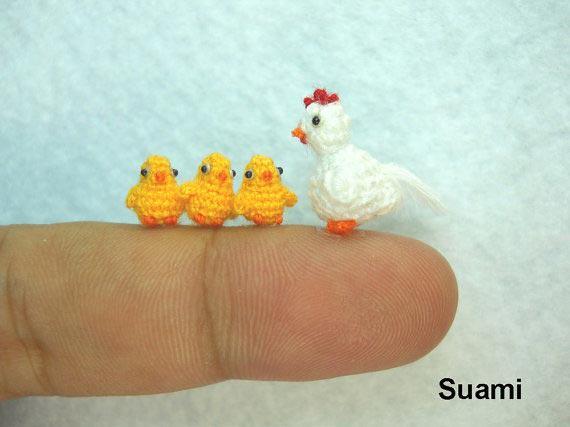 Tiny Crochet family of Chickens 