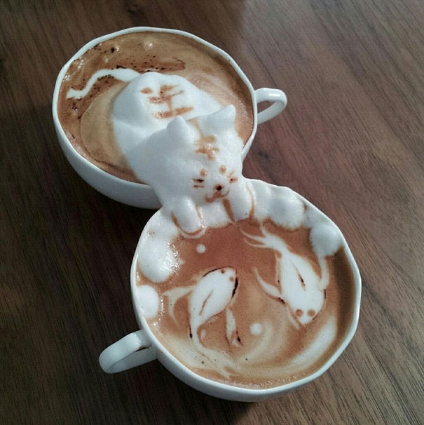 Coffee foam cat