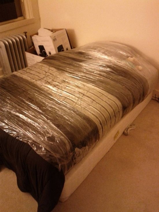 Whoever made excellent use of plastic wrap
