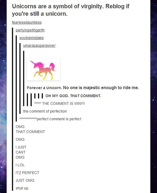Unicorns are a symbol of virginity