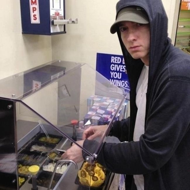 Eminem angrily making nachos: