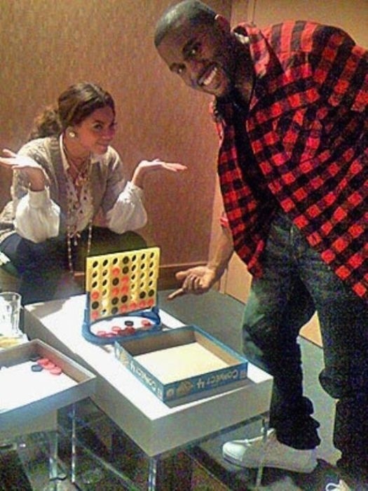 Kanye West beating Beyonce in Connect-4 after losing 30 games in a row: