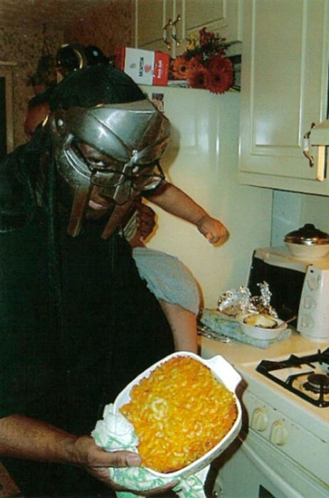 MF Doom baking a casserole for a dinner party: