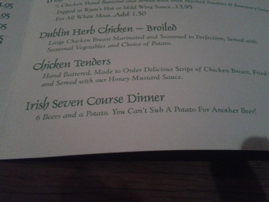 Irish Seven Course Dinner 