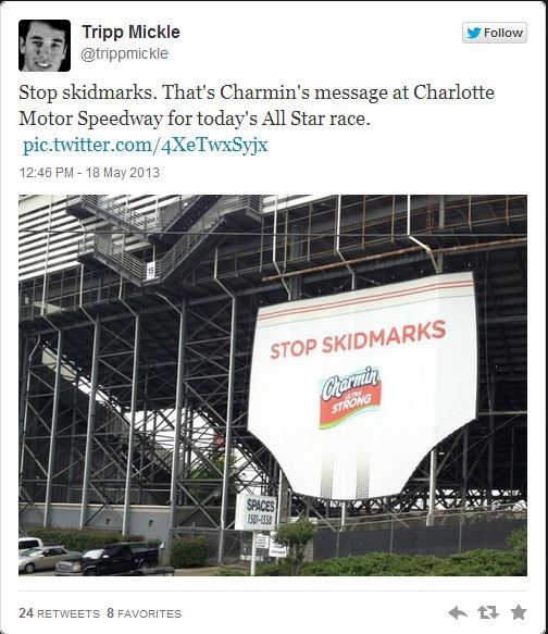 Charmin Sponsors Hilarious ‘Stop Skidmarks’ Billboard At NASCAR Race