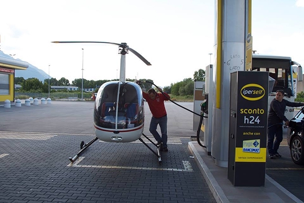 Helicopter at the gas station 