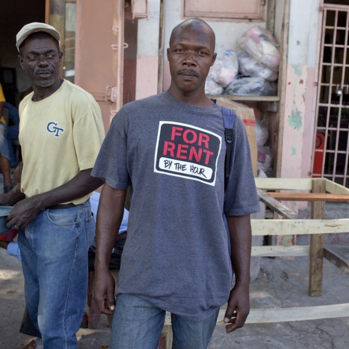 Tacky American t-shirts worn in Haiti 