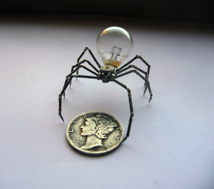 Tiny Mechanical Insects Made of Watch Parts