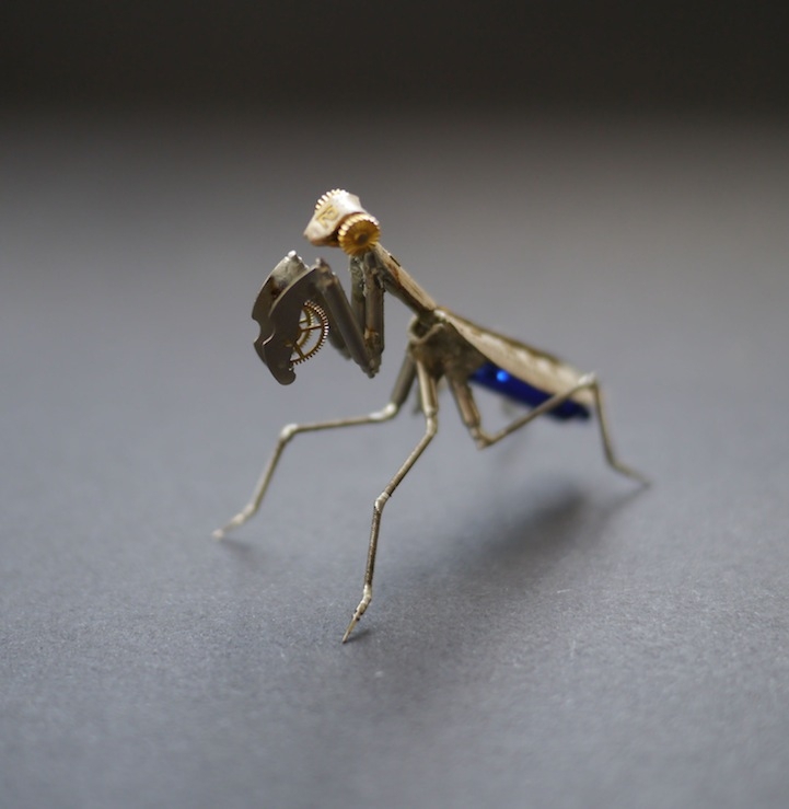 Tiny Mechanical Insects Made of Watch Parts