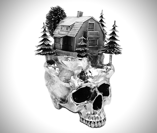 Stylish Silver Skulls Used To House Wintry Landscapes 