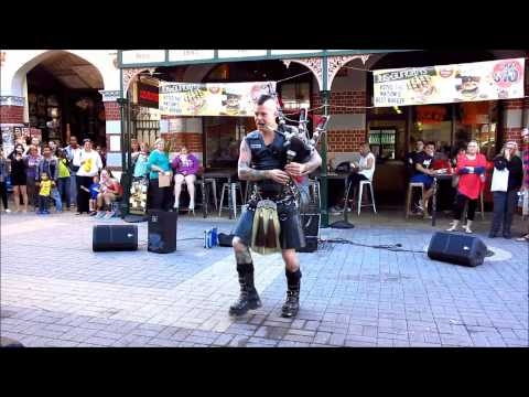 Man Plays AC/DC on Flaming Bagpipes 