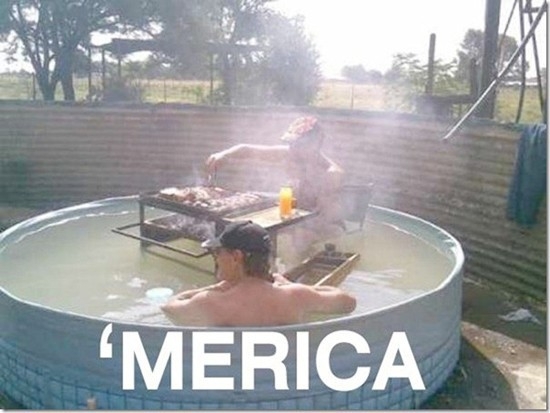 Grilling In A pool 