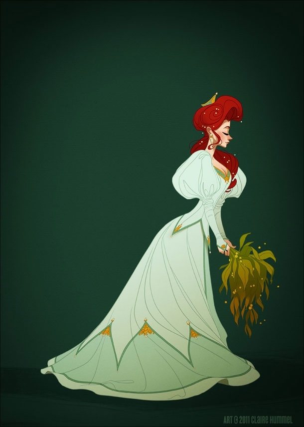 Beautifully Illustrated Disney Princesses Wearing Traditional Clothing