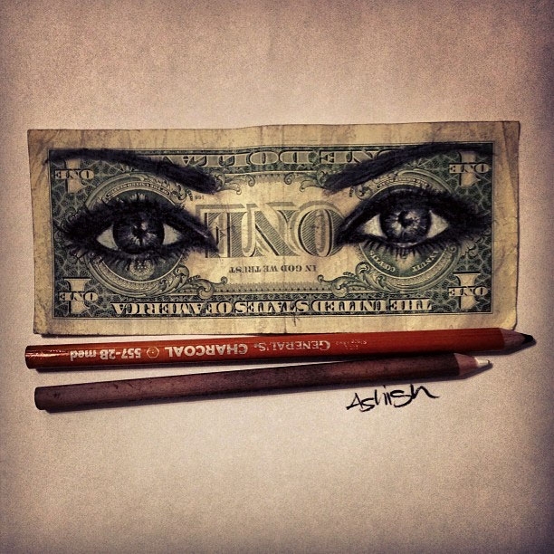 Amazing Pencil Portraits Drawn Onto Dollar Bills 