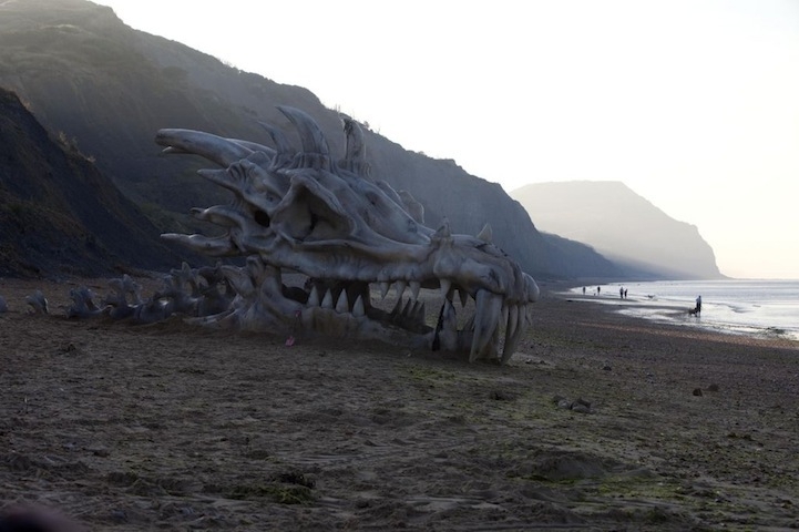 Giant Dragon Skull Appears on Charmouth Beach