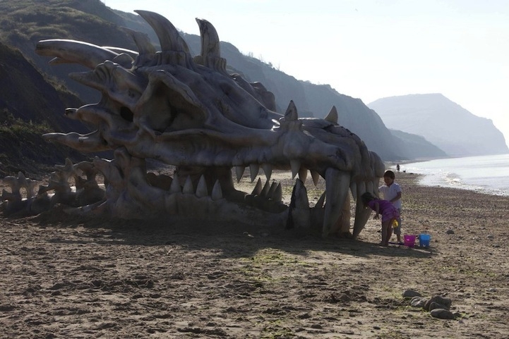 Giant Dragon Skull Appears on Charmouth Beach