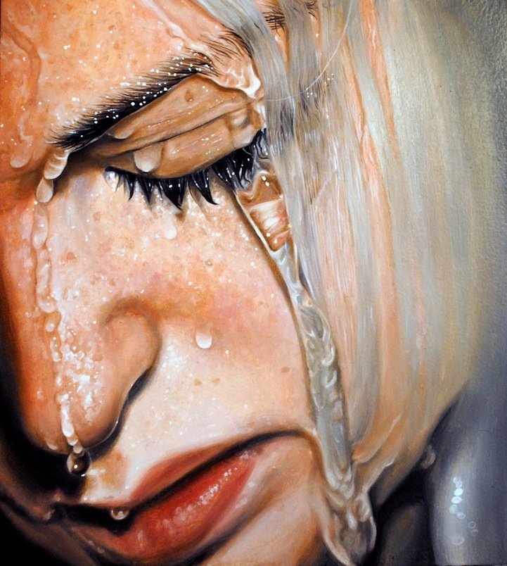 Expressive Photorealistic Oil Paintings of People in Water