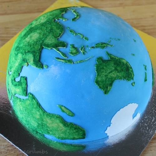 Earth Cake with Inner Core, Outer Core, Mantle, and Crust