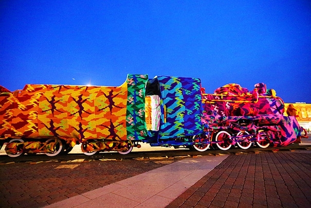 Crocheting Artist Yarn Bombs An Entire Locomotive in Poland