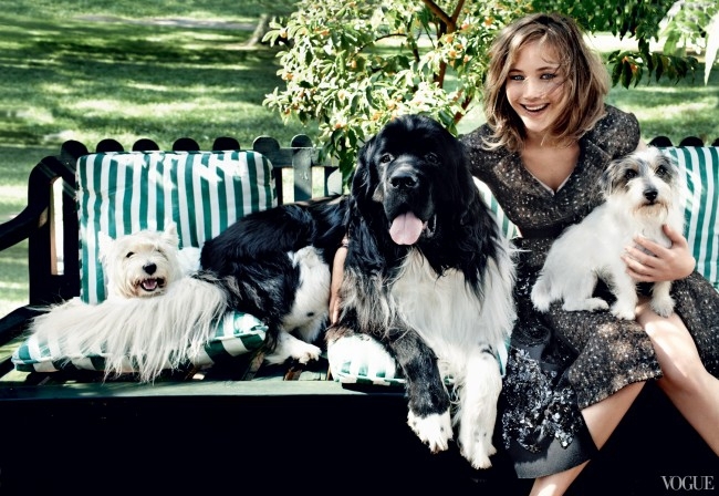 Jennifer Lawrence With Dogs 'Vogue' Photos