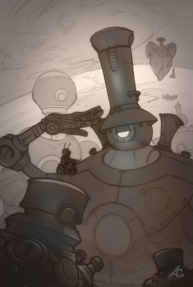 Cool Steampunk Inspired Robot Fantasy Art