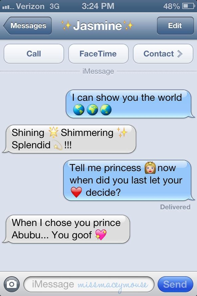 Disney Princesses Text Their Princes 