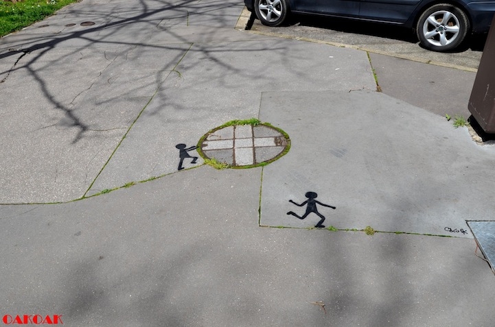 More Cleverly Placed Street Art by OakOak