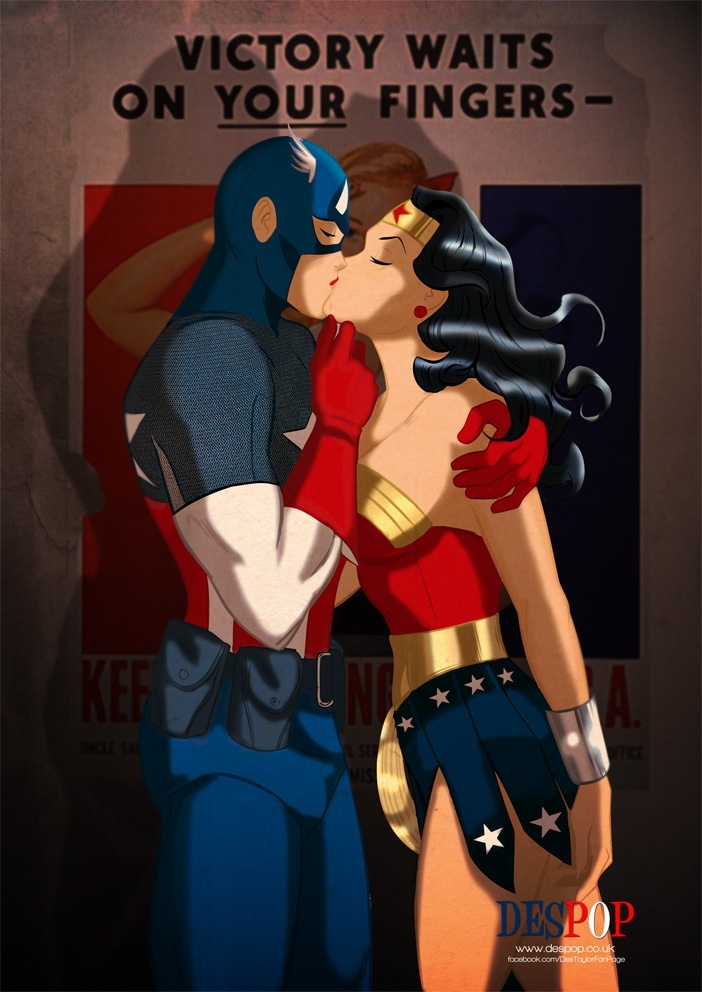 15 Art Pieces of WONDER WOMAN and CAPTAIN AMERICA by Des Taylor