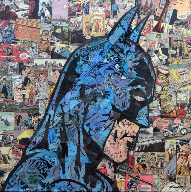 Collages of Superheroes & Villains Made From Recycled Comic Books