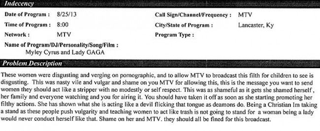 List Of Miley Cyrus's VMAs FCC Complaints