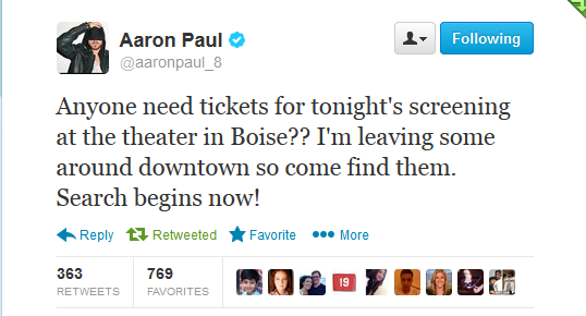 Aaron Paul Is Doing A Twitter Scavenger Hunt All Over Boise