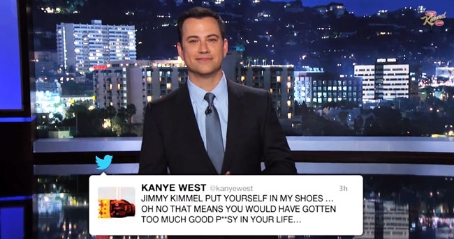 Watch Jimmy Kimmel Address Kanye West's Twitter Rant In His Monologue