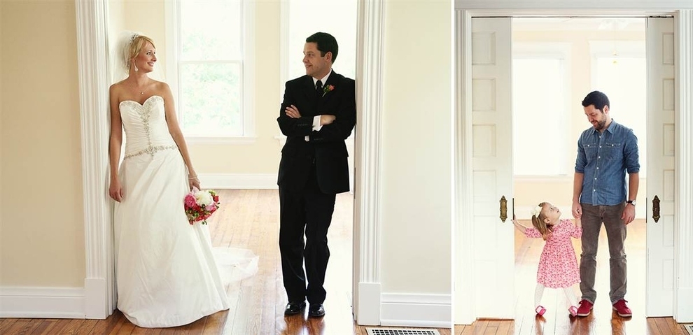 A man re-created his wedding photos with their young daughter