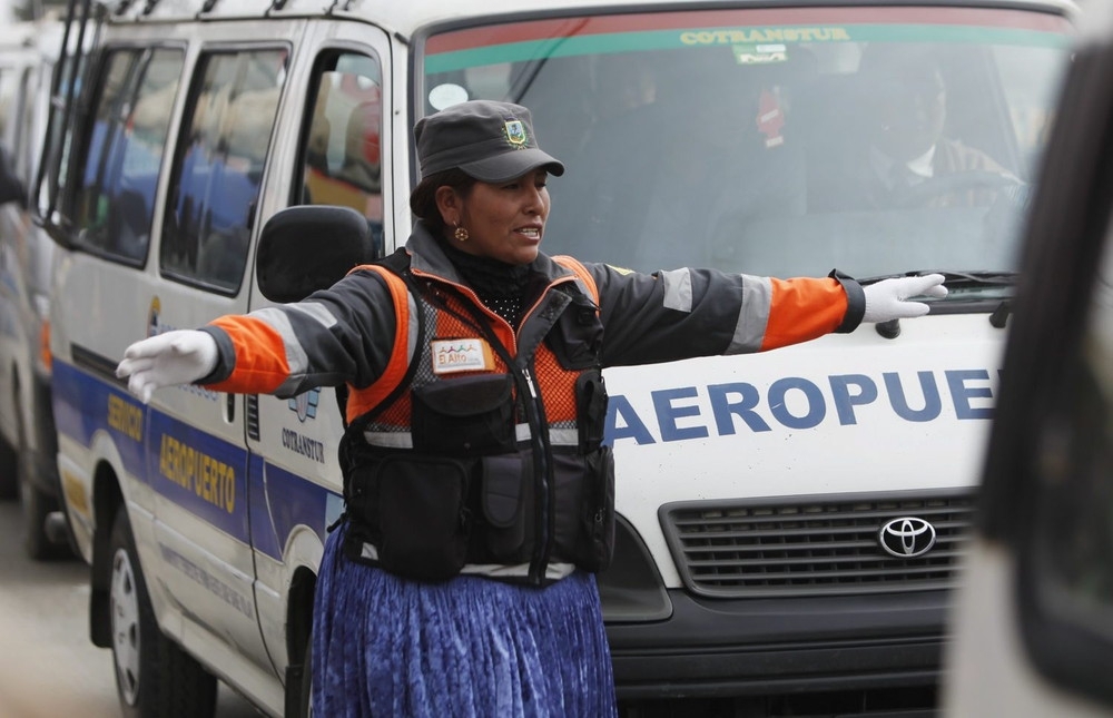 Bolivian women as traffic cops