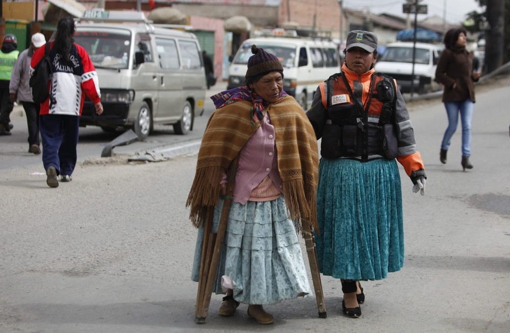 Bolivian women as traffic cops