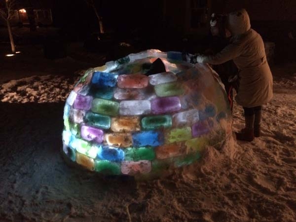 Creative colorful igloo on the backyard
