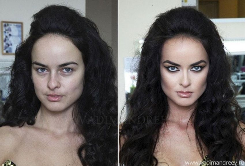 Girls before and after make-up