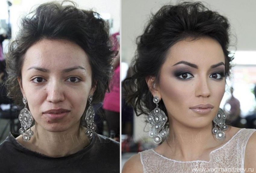 Girls before and after make-up