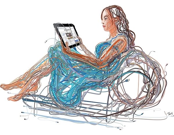 Complex Illustrations Formed with Tangles of Colorful Wires
