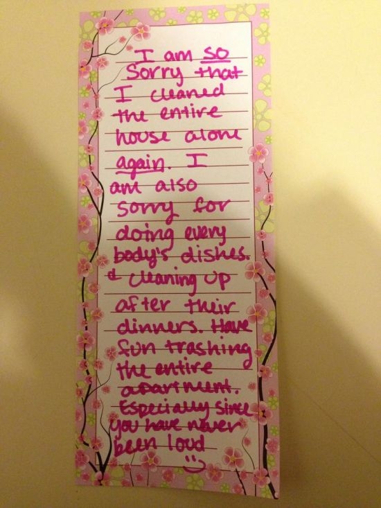 Angry Roommate Notes 