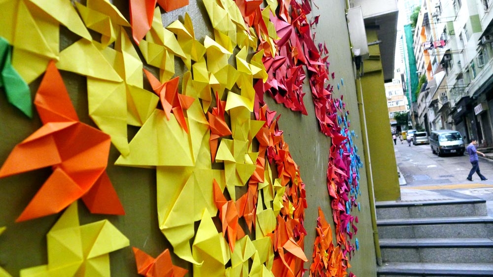 She Makes Beautiful Street Art From Thousands Of Origami Creations