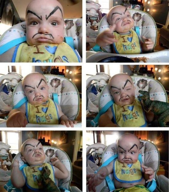 Drawing angry eyebrows on kids is probably the funniest idea ever